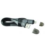 Data kabel USB 2v1 microUSB + iPhone 5,6 black/černá (BULK)