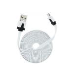 Data kabel universal microUSB plochý 2m white/bílá (BULK)