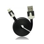 Data kabel universal microUSB plochý 2m black/černá (BULK)