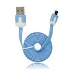 Data kabel microUSB plochý 1m, modrá (BULK)