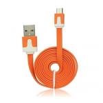 Data kabel plochý microUSB 1m, oranžová (BULK)