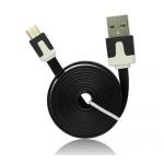Data kabel plochý microUSB 1m, černá (BULK)