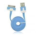 Data kabel plochý Apple iPhone 3G, 3Gs, 4G 1m, modrá (BULK)