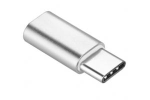 Adapter microUSB na USB-C, stříbrná  (BLISTR)