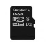 Karta paměť.microSDHC 16GB Kingston CL10 UHS-I 80R/10W,  bez adapteru (BLISTR)