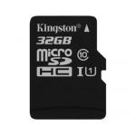 Karta paměť.microSDHC 32GB Kingston CL10 UHS-I 80R/10W,  bez adapteru (BLISTR)