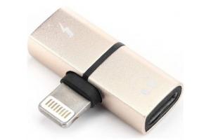 Adapter Apple iPhone Lightning - audio+nabjen, gold (BULK)