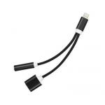 Adapter Apple iPhone Lightning - Jakc 3,5mm + USB-C, černá