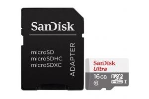 Karta pam.microSDHC 16GB SanDisk Ultra, 80MB/s, Class10 + adapter (BLISTR)