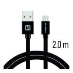 Data kabel SWISSTEN Textile USB-C 2,0 m, ern