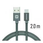 Data kabel SWISSTEN Textile USB-C 2,0 m, ed