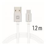 Data kabel SWISSTEN Textile USB-C 1,2 m, stbrn