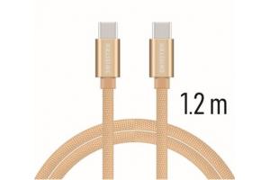 Data kabel SWISSTEN Textile USB-C/USB-C 1,2 m, zlatá