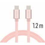 Data kabel SWISSTEN Textile USB-C/USB-C 1,2 m, růžově zlatá