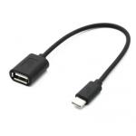 Adapter USB-C - OTG/USB, kabel 15cm, ern (BULK)