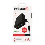 Nabíječ cestovní SWISSTEN 2x USB, IC, 3A, + Lighthing kabel, černá