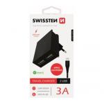 Nabje cestovn SWISSTEN 2x USB, IC, 3A, + Lighthing kabel, ern