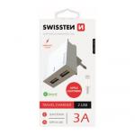 Nabíječ cestovní SWISSTEN 2x USB, IC, 3A, + Lighthing kabel, bílá
