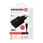 Nabíječ cestovní SWISSTEN 2x USB, IC, 2.1A + Lighthing kabel, černá