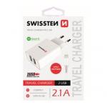 Nabíječ cestovní SWISSTEN 2x USB, IC, 2.1A + Lighthing kabel, bílá