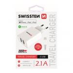 Nabje cestovn SWISSTEN 2x USB, IC, 2.1A + Lighthing MFI kabel, bl