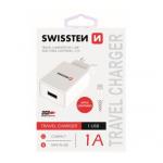 Nabíječ cestovní SWISSTEN 1x USB, IC, 1A + Lighthing kabel, bílá