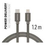 Data kabel SWISSTEN Textile USB-C/Lightning 1,2m, šedá
