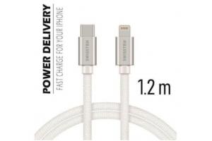 Data kabel SWISSTEN Textile USB-C/Lightning 1,2m, stbrn