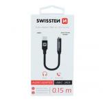 Adapter SWISSTEN Textile USB-C/Jack (samice) 0,15m, ern