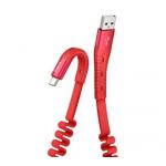 Data kabel HOCO U78 Cotton treasure, USB-C, plochý, bavlna, 0,8m, červená