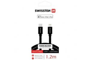 Data kabel SWISSTEN Textile USB-C/Lightning (PD) MFI 1,2 m, černá