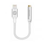 Adapter SWISSTEN TEXTILE pro iPhone Lightning - Jack 3,5mm, 0,15m, stbrn