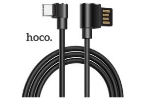 Data kabel HOCO U37 Long roam, USB-C, 3A, úhlový 90° 1.2m, černá