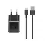 Nab.cestovn Samsung EP-TA200EBE + kabel USB-C kabel DG970B, black/ern USB (BULK)