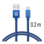 Data kabel SWISSTEN Textile USB-C 0,2 m, modr