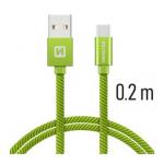 Data kabel SWISSTEN Textile USB-C 0,2 m, zelen