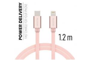 Data kabel SWISSTEN Textile USB-C/Lightning 1,2m, rov zlat