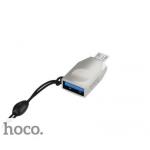 Adapter OTG HOCO UA10, microUSB - USB, stbrn