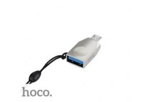 Adapter OTG HOCO UA10, microUSB - USB, stříbrná