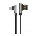 Data kabel HOCO U42 Exquisite steel, USB-C, 2,4A, 1,2m, rohov konektory, ern