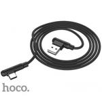 Data kabel HOCO X46 Pleasure, USB-C, 3A, 1m, úhlové konektrory, černá