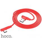 Data kabel HOCO X46 Pleasure, USB-C, 3A, 1m, úhlové konektrory, červená