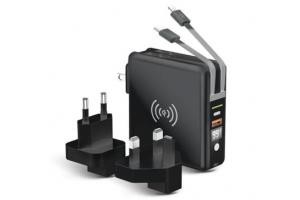 Nabíječka síťová Forcell 5v1, USB + USB-C (PD), Powerbank 10000, 20W bezdrátové nabíjení, černá
